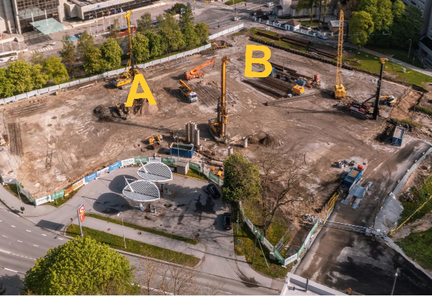 Beginn der Bauarbeiten des Hochhauskomplexes Beginn der Bauarbeiten des Hochhauskomplexes