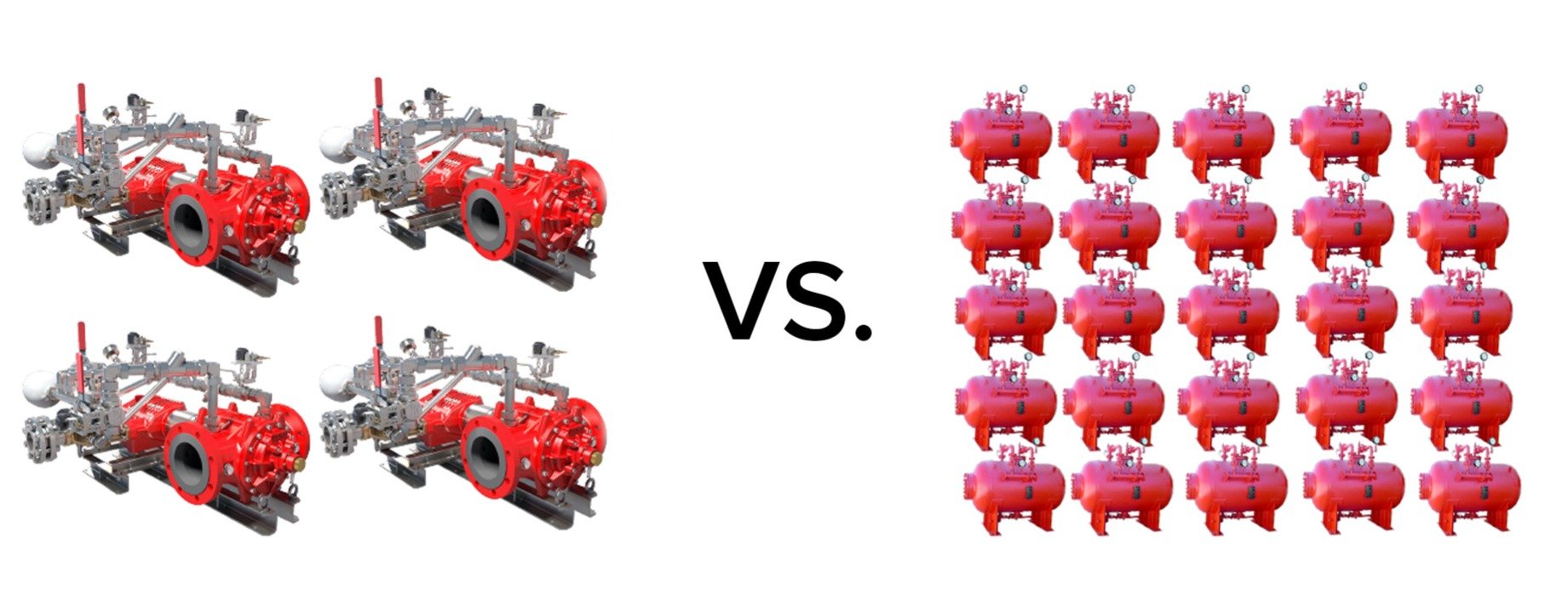 4 Zumischsysteme vs. 25 Blasentanks