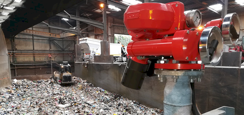 Manuell gesteuerter FireDos M2 in einer Recyclinganlage