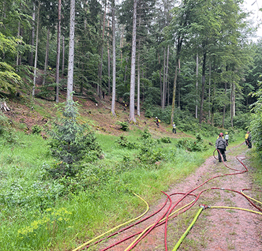 Tragbares Zumischsystem DZ1000 light im Einsatz bei einer Waldbrandübung