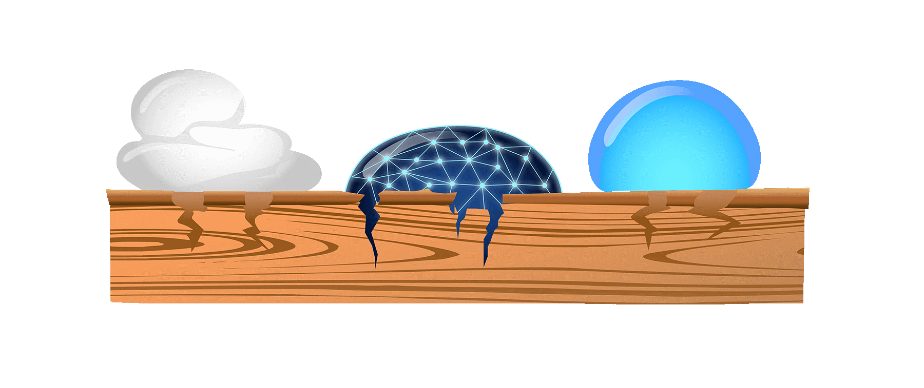 Liquids with different surface tensions