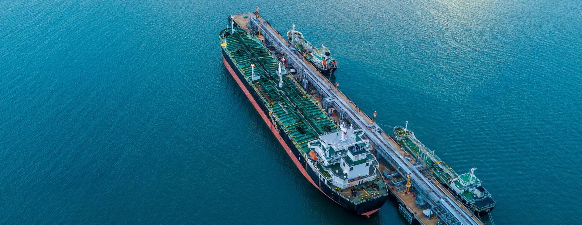 Jetty with moored cargo ships