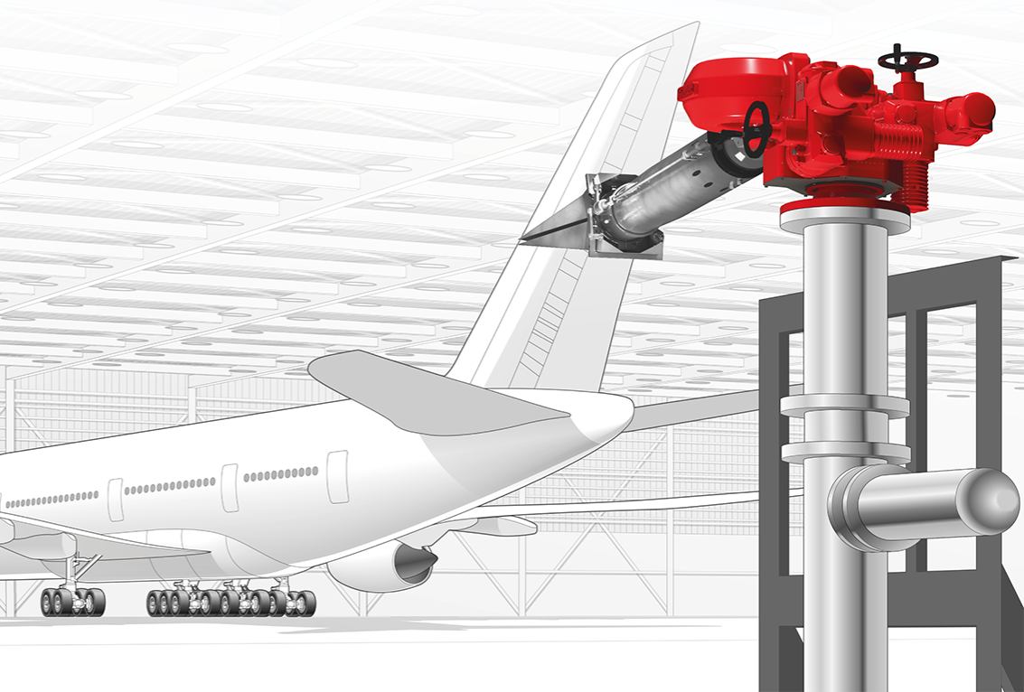 Remote-controlled monitor in a hangar