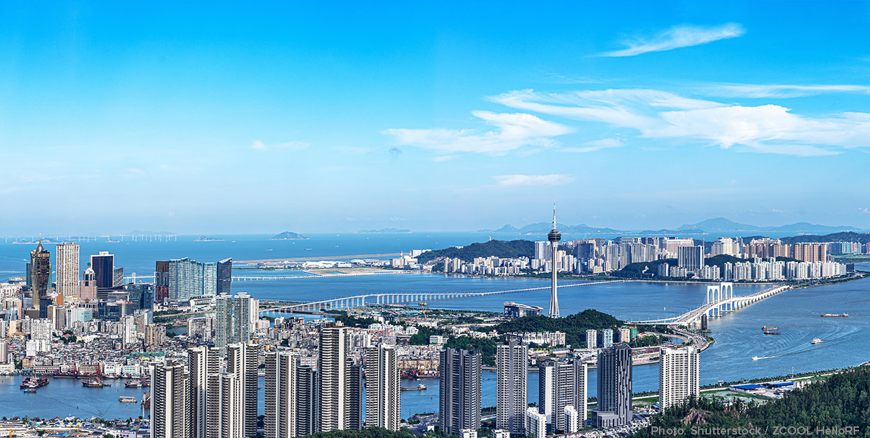 Blick auf die chinesische Stadt Macau Blick auf die chinesische Stadt Macau