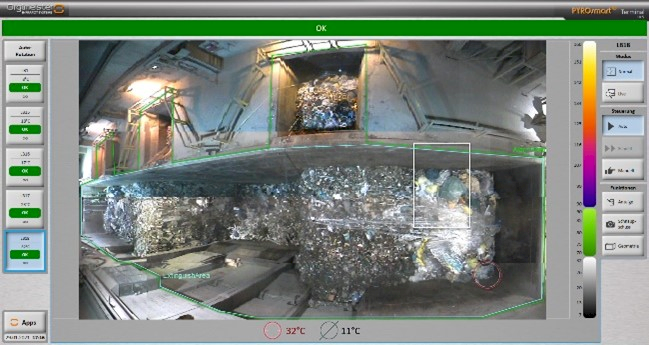 Visual image from the infrared camera (PYROsmart® system by Orglmeister)
