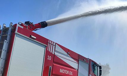 FireDos extinguishing monitor on a fire truck